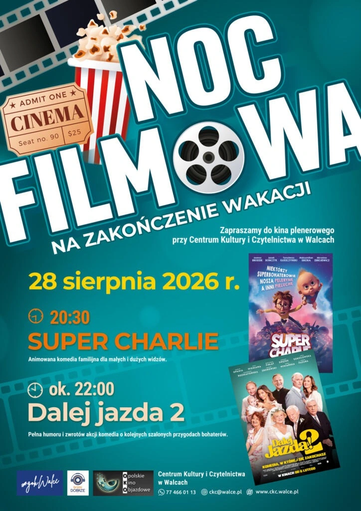 Noc Filmowa na zakończenie wakacji – Walce 2026: kto wystąpi? Program i koncerty (28 sierpnia)