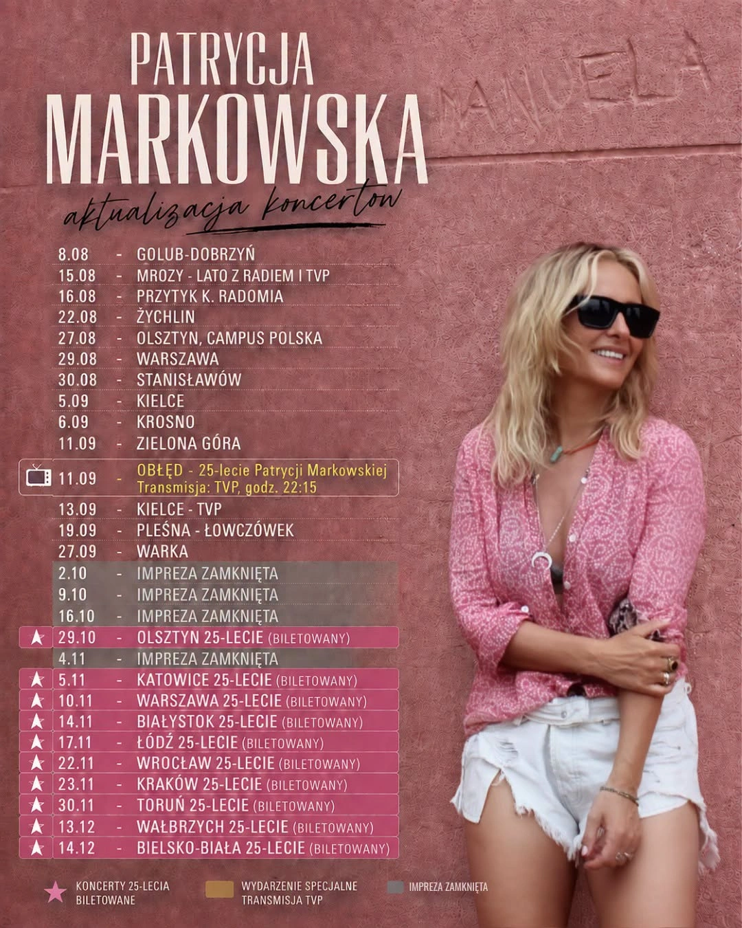 Patrycja Markowska koncerty 2026 – 25 lat na scenie, terminy jubileuszowej trasy