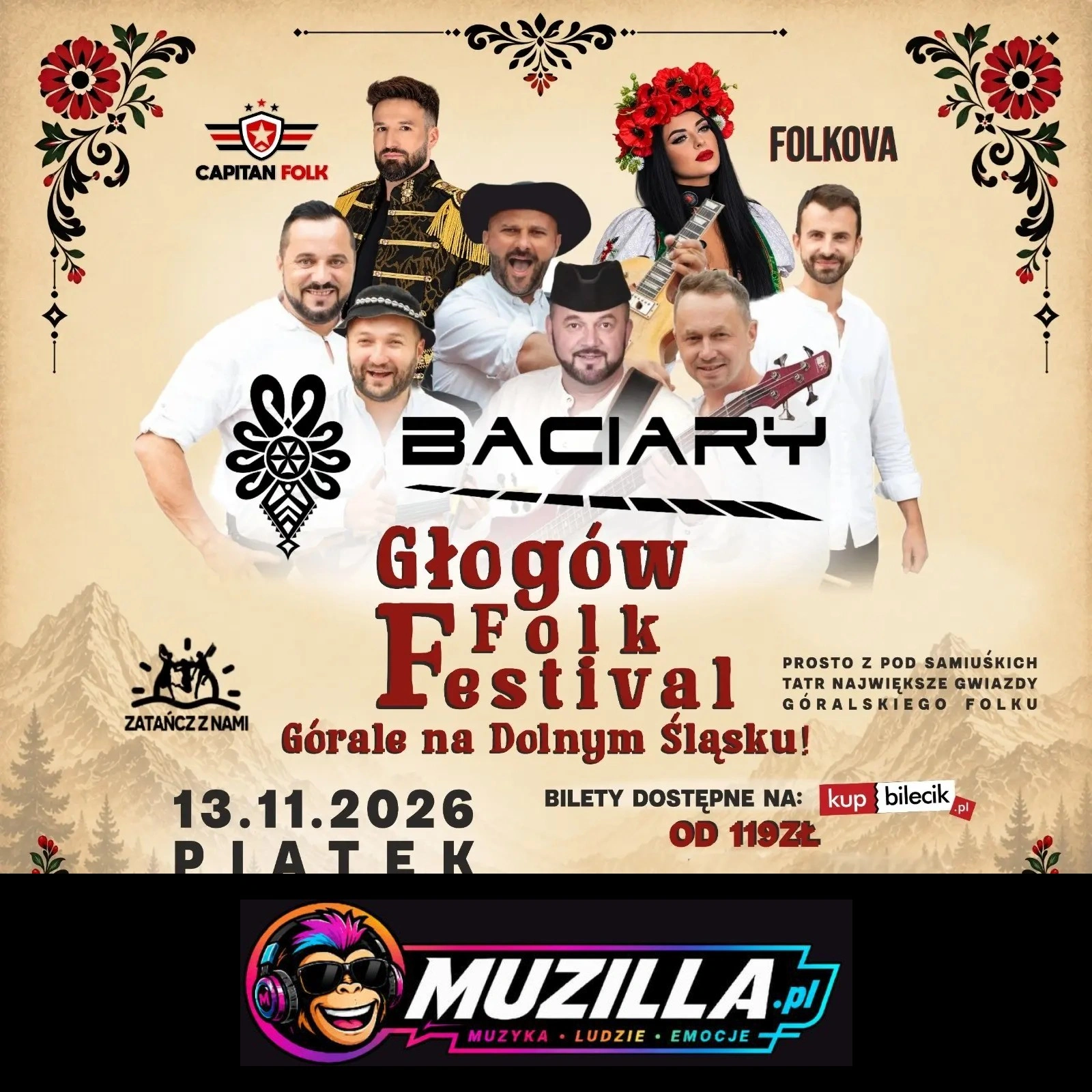 BACIARY / CAPITAN FOLK / FOLKOVA — Głogów — 13 listopada 2026
