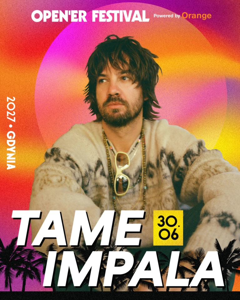 Kevin Parker na oficjalnej grafice Open’er 2027, koncert 30 czerwca w Gdyni