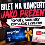 Voucher na koncert jako prezent – grafika ilustrująca podarowanie biletów na koncert, teatr lub stand-up